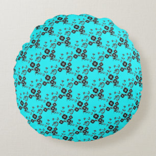 Floral Spray-S1-Robins Egg-Silv-16in ROUND PILLOW