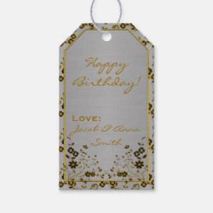 Floral Spray-SILVER-GOLD-Lt-GIFT TAGS
