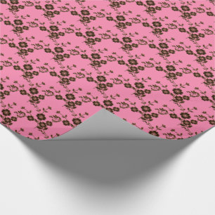 Floral Spray, Style 1-PINK-BROWN-GIFT WRAP PAPER