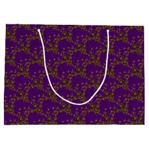 Floral Spray Style 1, Purple-Gold-GIFT BAG L