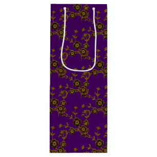 Floral Spray Style 1, Purple-Gold-WINE GIFT BAG
