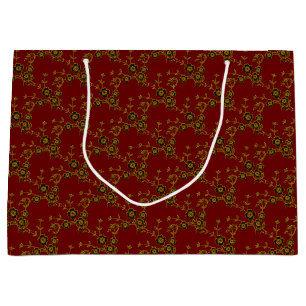 Floral Spray Style 1, RED-GOLD-GIFT BAG L