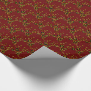 Floral Spray, Style 1-RED-GOLD-GIFT WRAP PAPER