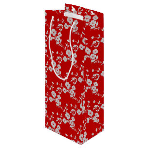 Floral Spray Style 1, Red-White-1-WINE BAG