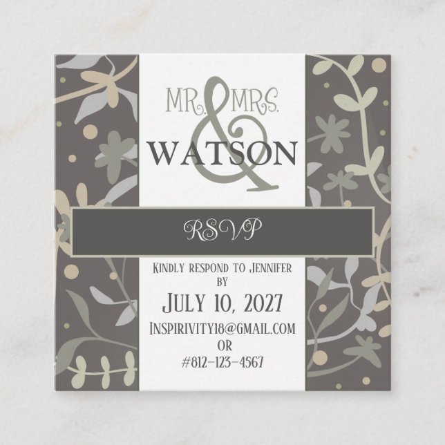 Floral Sprigs Modern Elegant Inspirivity RSVP Enclosure Card (Front)
