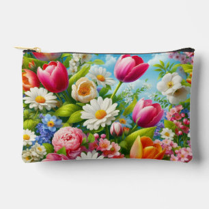 Floral/spring artwork accessory pouch