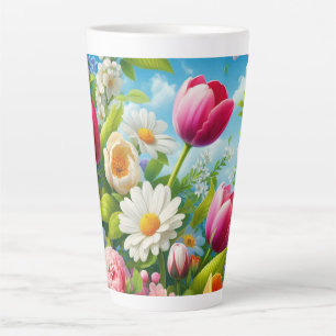 Floral/spring artwork latte mug