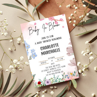 Floral Spring Baby Shower- Baby in Bloom! Invitation
