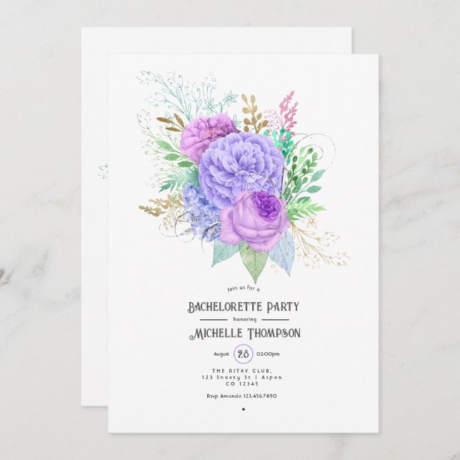 Floral Spring Bachelorette Party Invitation (Front/Back)