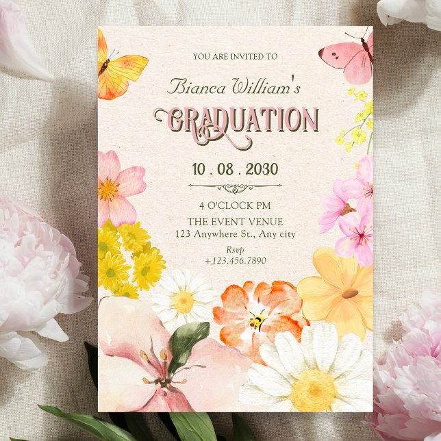 Floral spring bloom graduation invitation (Creator Uploaded)