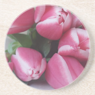 Floral Spring Bouquet of Pink Tulips, Flowers Coaster