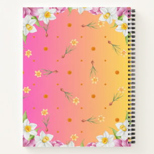 Floral Spring Daffodil   Dusty Blue Personalised Notebook