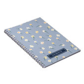 Floral Spring Daffodil | Dusty Blue Personalised Notebook (Right Side)