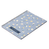 Floral Spring Daffodil | Dusty Blue Personalised Notebook (Left Side)