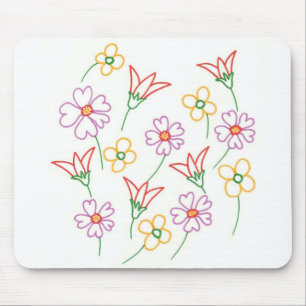 Floral Spring Flowers Drawing Collage Mousepads