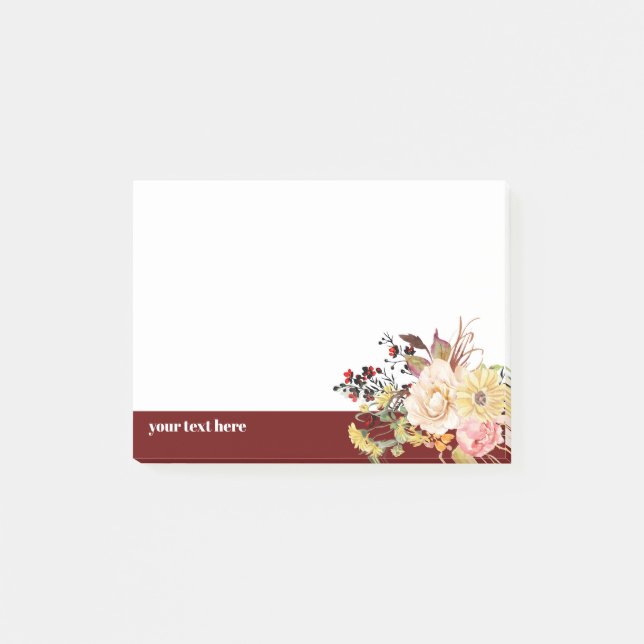 floral, spring flowers,  romantic flower post-it notes (Front)
