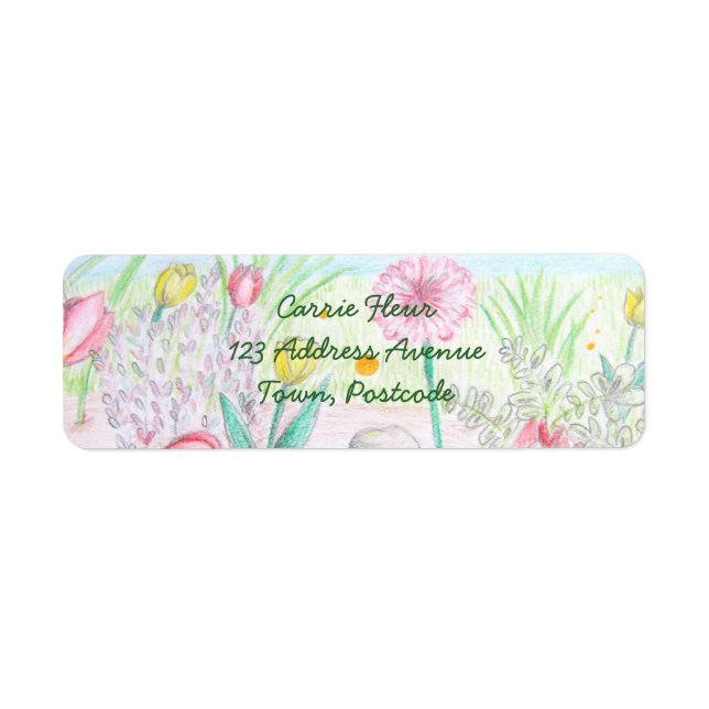 Floral Spring Garden Return Address Label (Front)