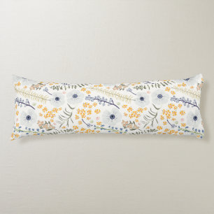 Floral Spring Home Botanical Blue Yellow Mix Body Cushion