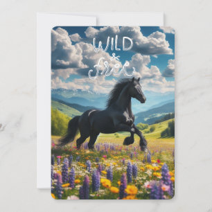 Floral/spring horse/stallion holiday card