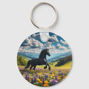 Floral/spring horse/stallion  key ring