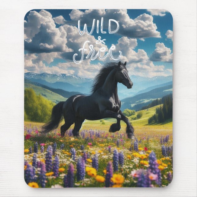Floral/spring horse/stallion  mouse pad (Front)