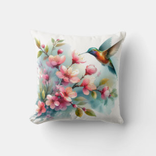 Floral/spring hummingbird artwork  cushion