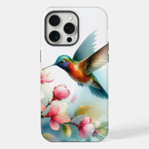 Floral/spring hummingbird artwork  iPhone 15 pro max case