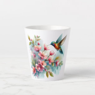 Floral/spring hummingbird artwork  latte mug