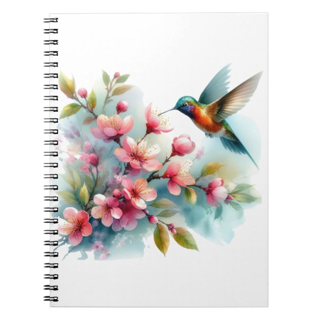 Floral/spring hummingbird artwork  notebook (Front)