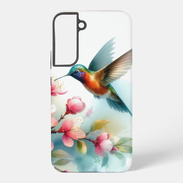 Floral/spring hummingbird artwork  samsung galaxy s22+ case (Back)