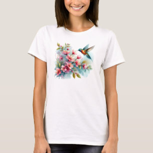 Floral/spring hummingbird artwork T-Shirt