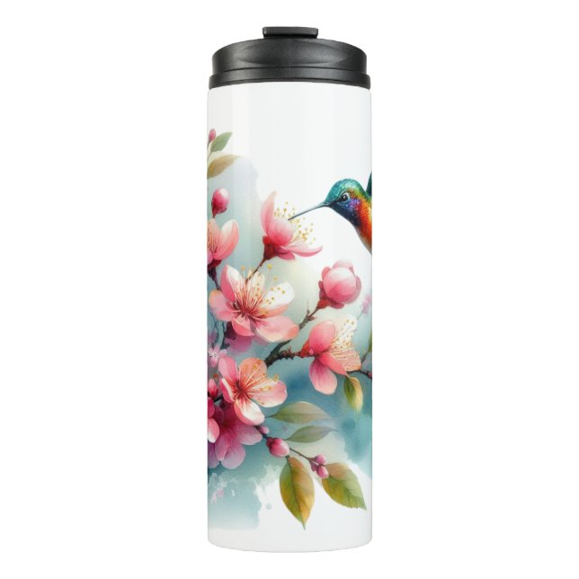 Floral/spring hummingbird artwork  thermal tumbler (Front)