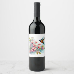 Floral/spring hummingbird artwork  wine label