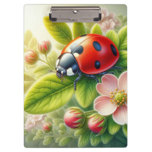Floral/spring ladybug artwork clipboard