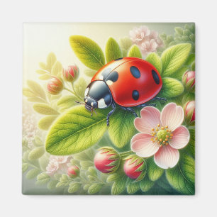 Floral/spring ladybug artwork magnet