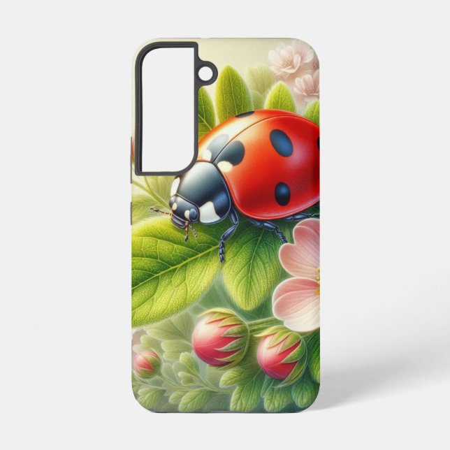 Floral/spring ladybug artwork  samsung galaxy s22 case (Back)