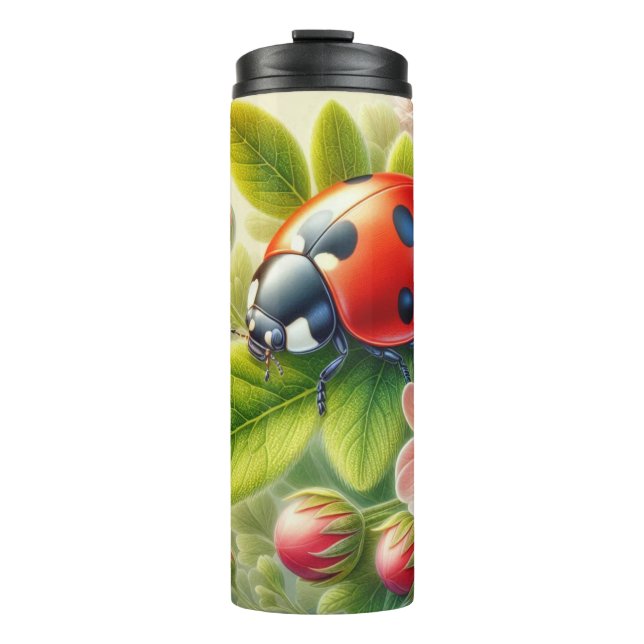 Floral/spring ladybug artwork  thermal tumbler (Front)