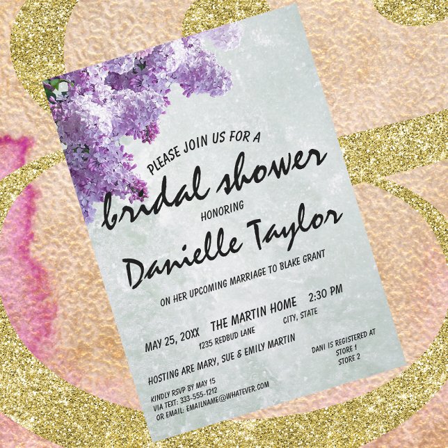 Floral Spring Lilac Bridal Shower Invitation (Creator Uploaded)
