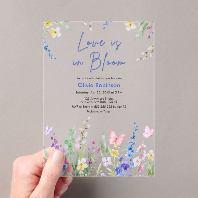 Floral Spring Love is in Bloom Bridal Shower  Acrylic Invitations (Insitu (Handheld))
