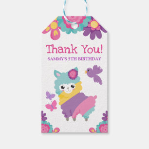 Floral Spring Rainbow Llama Birthday Thank You Gift Tags