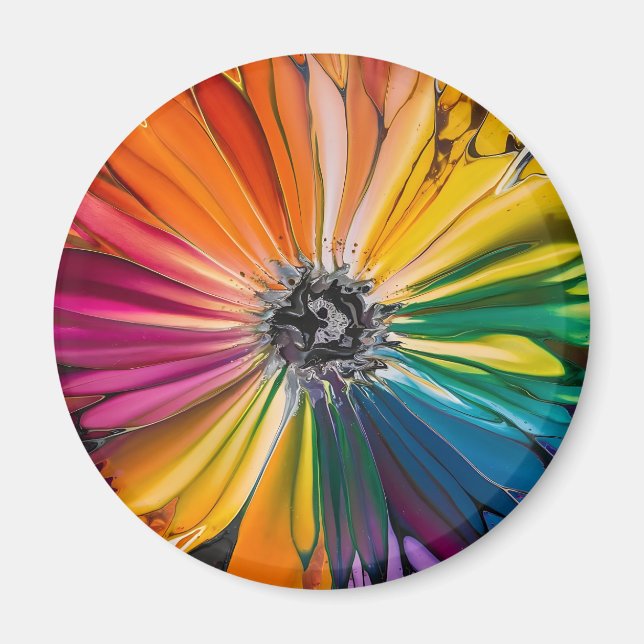 Floral Spring Watercolor Artistic Floral Pattern Magnet (Front)