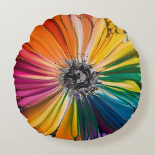 Floral Spring Watercolor Artistic Floral Pattern Round Cushion