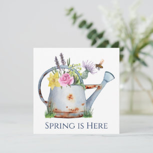 Floral Spring Watering Can & Bee Card