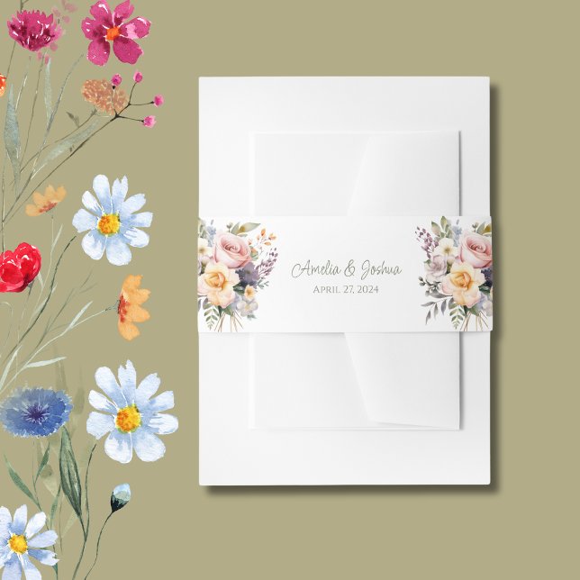 Floral Spring Wedding Belly Band Invitation Belly Band (Creator Uploaded)