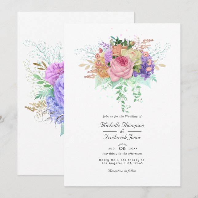 Floral Spring Wedding Invitation (Front/Back)