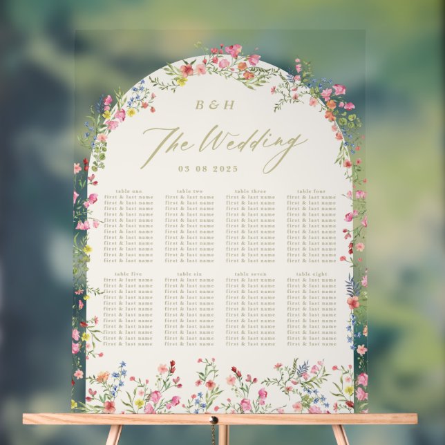 floral spring wedding welcome table seating acrylic sign (Neutral)