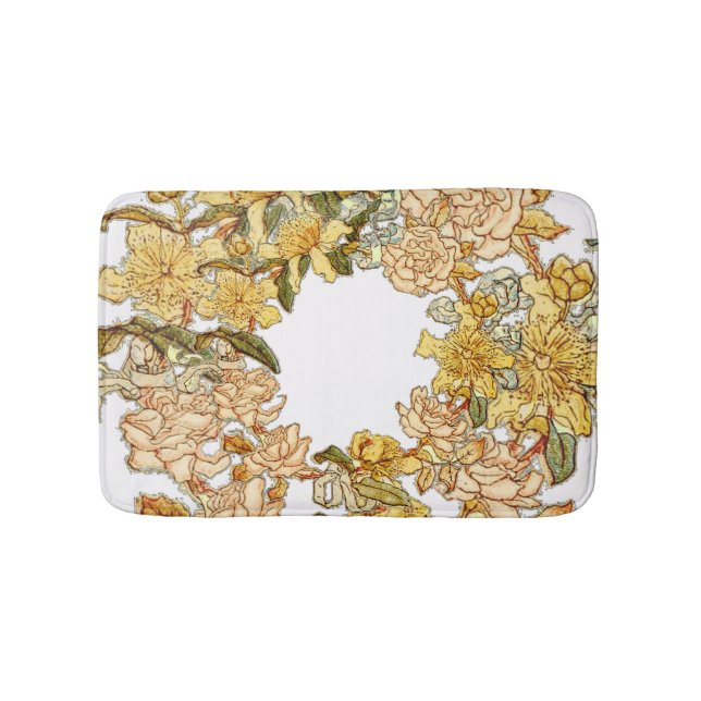 Floral Spring Wreath Flower Pink Flowers Art Bath Mat (Front)