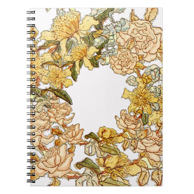 Floral Spring Wreath Flower Pink Flowers Art Notebook (Front)