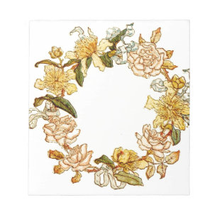 Floral Spring Wreath Flower Pink Flowers Art Notepad