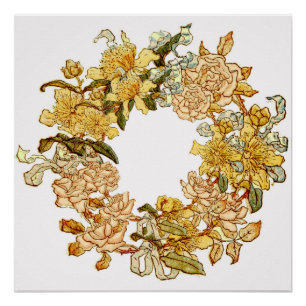 Floral Spring Wreath Flower Pink Flowers Art Poster